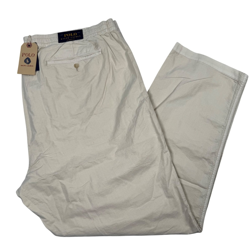 NWT Polo Ralph Lauren Chino Pants 4XLT Beige Classic Fit Elastic Coastal Money
